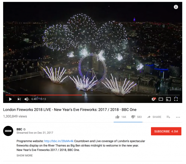 BBC New Years Eve Fireworks Over Exposed